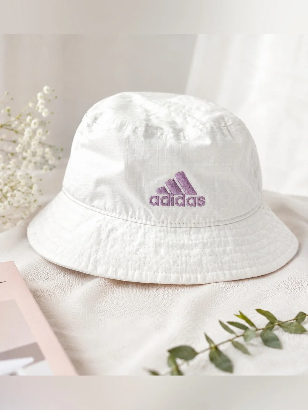 adidas AEROREADY White Solid Bucket Hat Breathable Casual Sports One Size